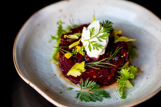Caravin’s smoked beetroot tartare.
