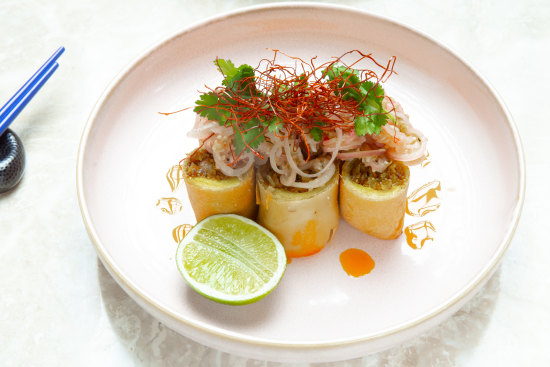 The go-to dish: Oxtail lends heft to the spring roll filling.