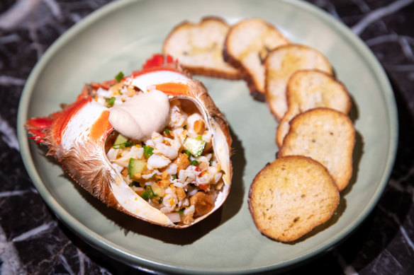 Fraser Island spanner crab salad for two is mixed tableside.