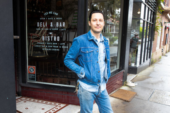 Elvis Abrahanowicz outside the Continental Deli in Newtown.