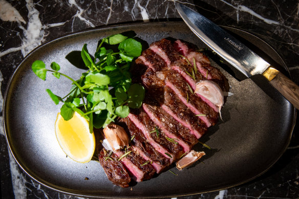 Wagyu scotch fillet is aged for at least six weeks in Japanese whisky.