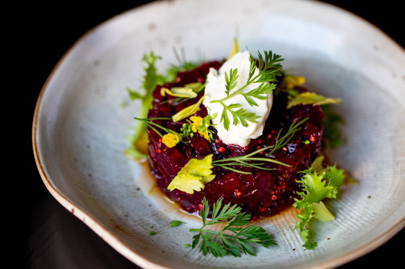 Caravin’s smoked beetroot tartare.