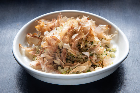 Fried rice with salt cod and tempura batter.