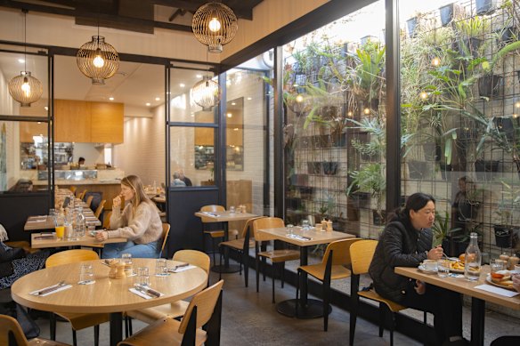 The light-filled dining space at Arlo.