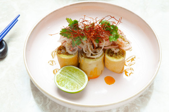 The go-to dish: Oxtail lends heft to the spring roll filling.
