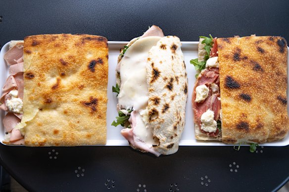 Various filled focaccia.