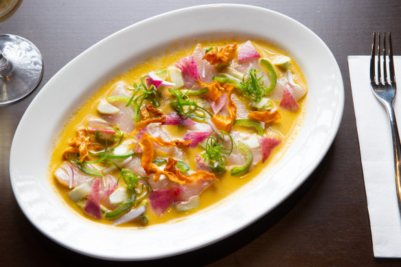 Kingfish tiradito is a Peruvian take on the ubiquitous kingfish ceviche.