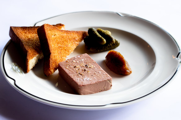 Barossa chicken liver pâté, fig jam, cornichons and brioche.