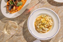 Spaghetti with spanner crab and bottarga at Flaminia.