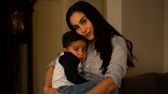 Dr Mariam Chaalan with her son, Zach, who has mycoplasma pneumonia.