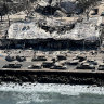 Shells of burnt-out buildings in Lahaina. 