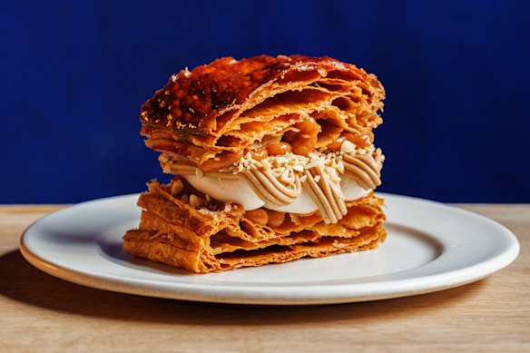 Hazelnut and apple millefeuille at Planque.
