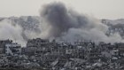 Smoke rises following an Israeli army airstrike in northern Gaza Strip, seen from southern Israel, Friday, May 16, 2025. (AP Photo/Maya Alleruzzo)