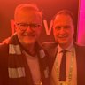 Anthony Albanese and Peter V’landys at origin