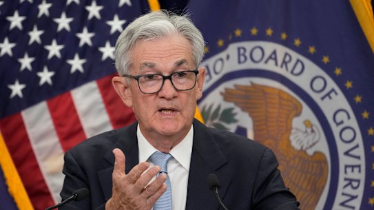 Federal Reserve chairman Jerome Powell speaks during a news conference on Wednesday.