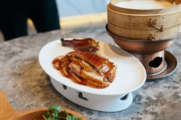 Peking duck cooked using the hanging-oven method is a Dayali signature.