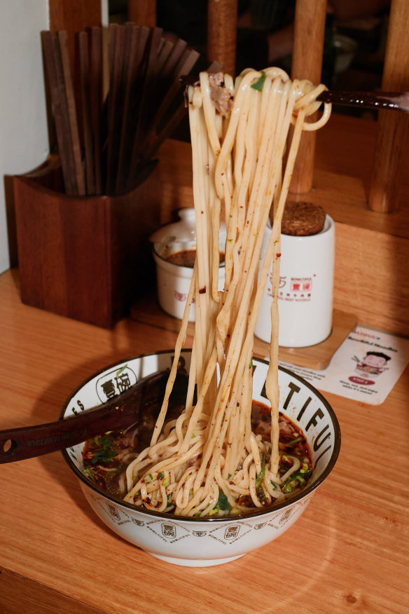 Lanzhou-style noodles at Bowltiful in Melbourne’s CBD.