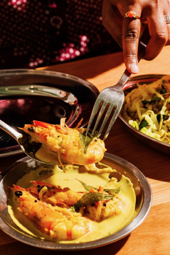 Sharing dishes.