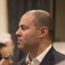 Oliver Yates (left) and Treasurer Josh Frydenberg at a Kooyong candidates forum during the election.