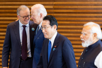 Biden put his arm around the new prime minister and it looked like they were sharing a joke.