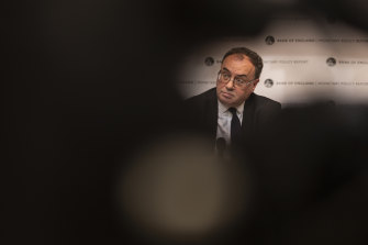 Bank of England governor Andrew Bailey on Thursday.