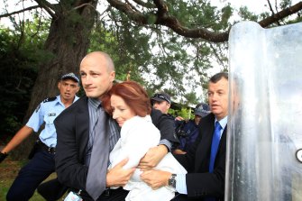 In 2012, prime minister Julia Gillard was dragged away by her close protection team police to her car after hundreds of protesters descended on an awards ceremony she was attending. 