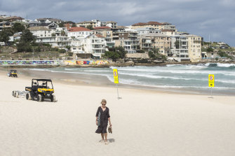 Bondi Beach has been empty since the beach was closed because of crowds violating rules to stay apart. 