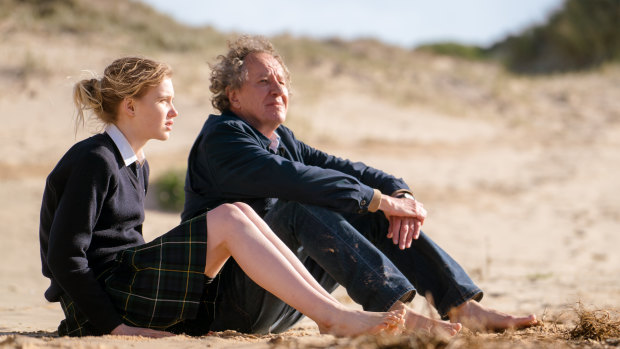 Geoffrey Rush as Mike Kingley and Morgana Davies as his granddaughter Madeline.