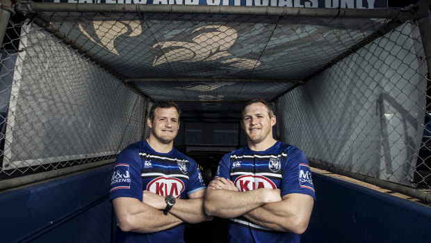 Dynamic duo: Josh and Brett Morris at Belmore Sports Ground, where they will play their last game together today.
