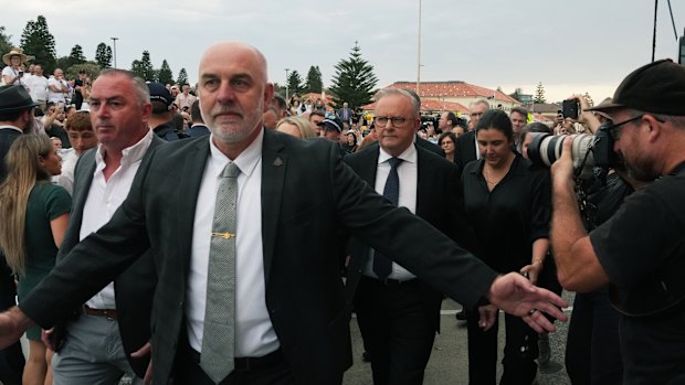 PM Anthony Albanese arrives at Bondi Beach before a ceremony to mark the National Day of Reflection for victims and survivors.