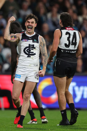Carlton’s Zac Williams puts a dagger in Port Adelaide’s heart with his goal.