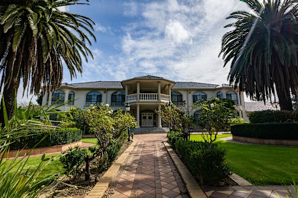 The Andrianakos family mansion sits on an acreage in Greenvale. 