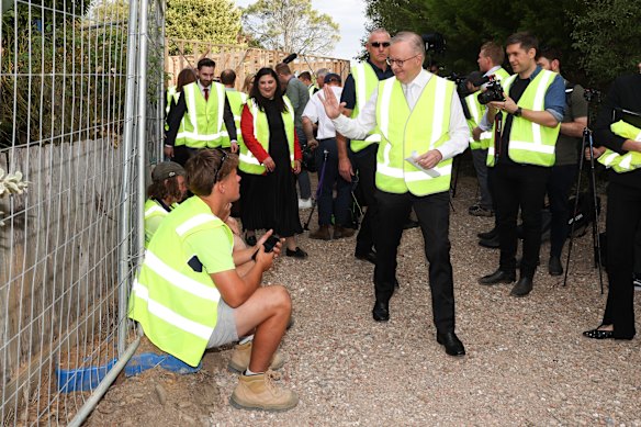 Albanese spruiking Labor’s housing policy in the electorate of Deakin earlier this month. 