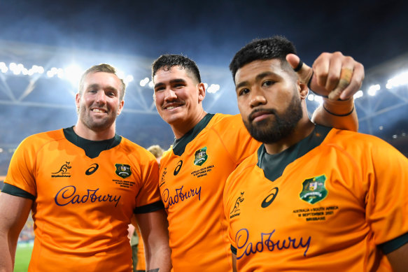 Izack Rodda, Darcy Swain and Folau Fainga’a on Saturday.