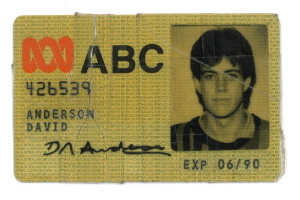 Anderson’s first ABC staff card, issued in 1989.