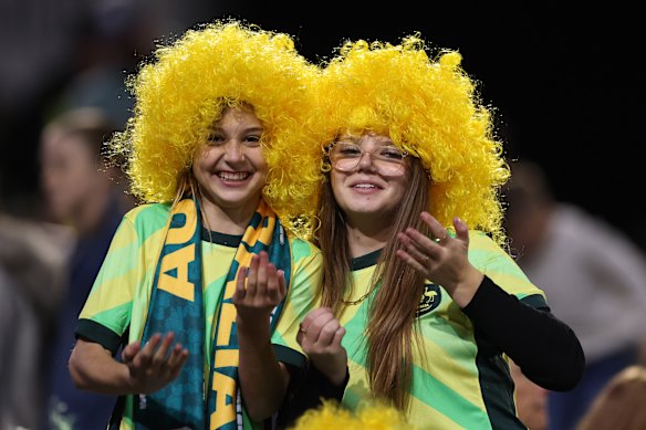 Matildas fans are out in force at McDonald Jones Stadium.