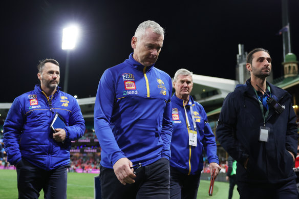 The Adam Simpson-coached Eagles crashed to the club’s heaviest defeat.