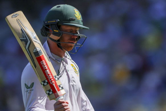 Kyle Verreynne walks from the field following his valuable half-century.