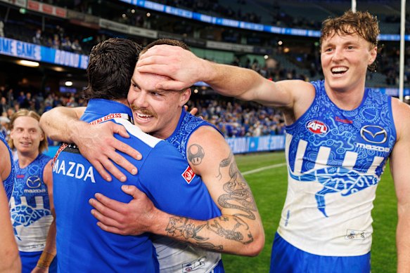Winning feeling: Cameron Zurhaar and Nick Larkey.