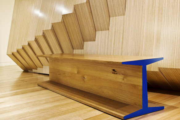 McCusker’s “I-Beam” bench, which was designed for the Tasmanian Museum and Art Gallery. 