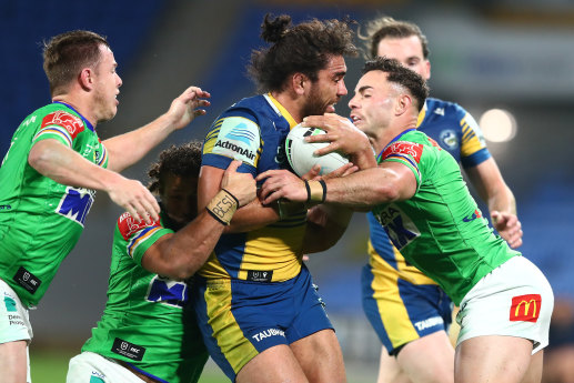 The Eels and Raiders are neighbours in their Gold Coast accommodation.