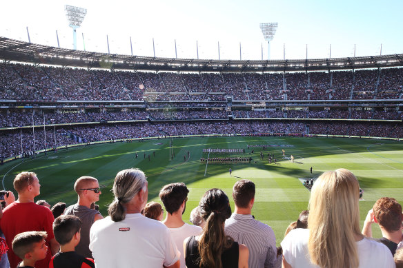 A packed MCG for Anzac Day 2019.