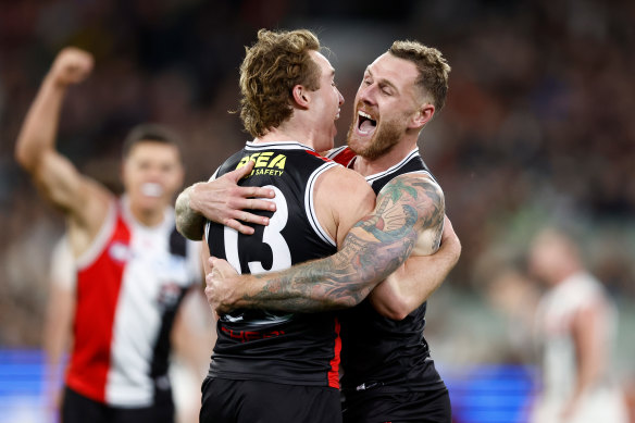 Tim Membrey celebrates a goal.