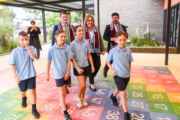 Premier Jacinta Allan and Deputy Premier Ben Carroll at Pascoe Vale South Primary School.