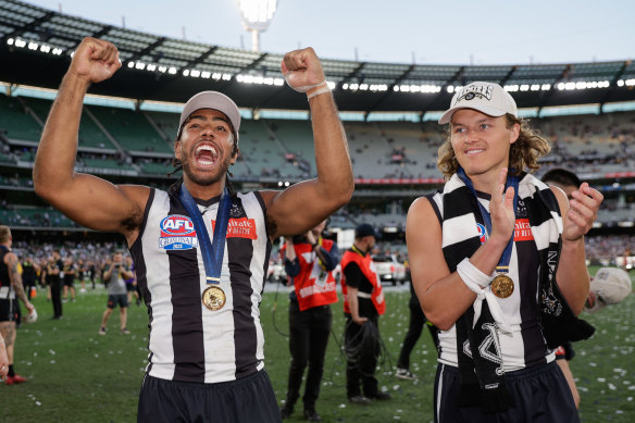 Jack Ginnivan returned from Bali, where he was holidaying with Isaac Quaynor (left), and met with Hawthorn.