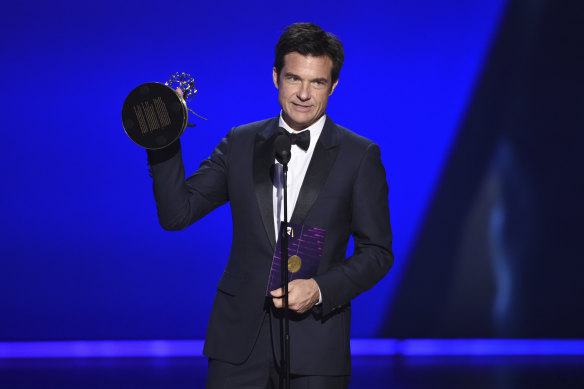 Jason Bateman accepts the award for outstanding directing for a drama series for Ozark.