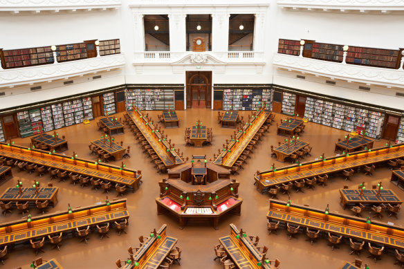 The giant La Trobe Reading Room in the State Library Victoria.