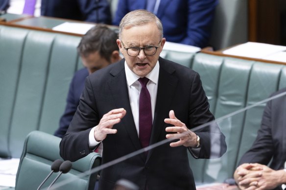 Prime Minister Anthony Albanese during question time on Wednesday.