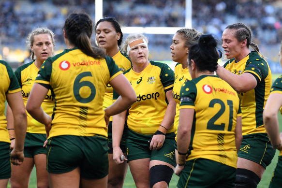 The Australia A squad contains several players who turned out in Tests, as well as rising stars on the cusp of Wallaroos, pictured, selection.