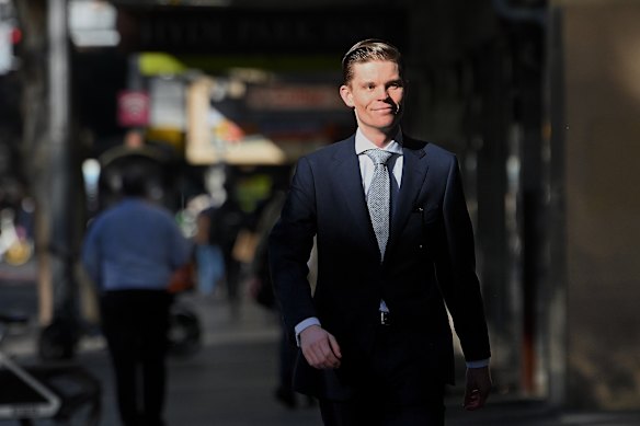 Dylan Whitelaw arrives at the NSW ICAC on Wednesday morning.